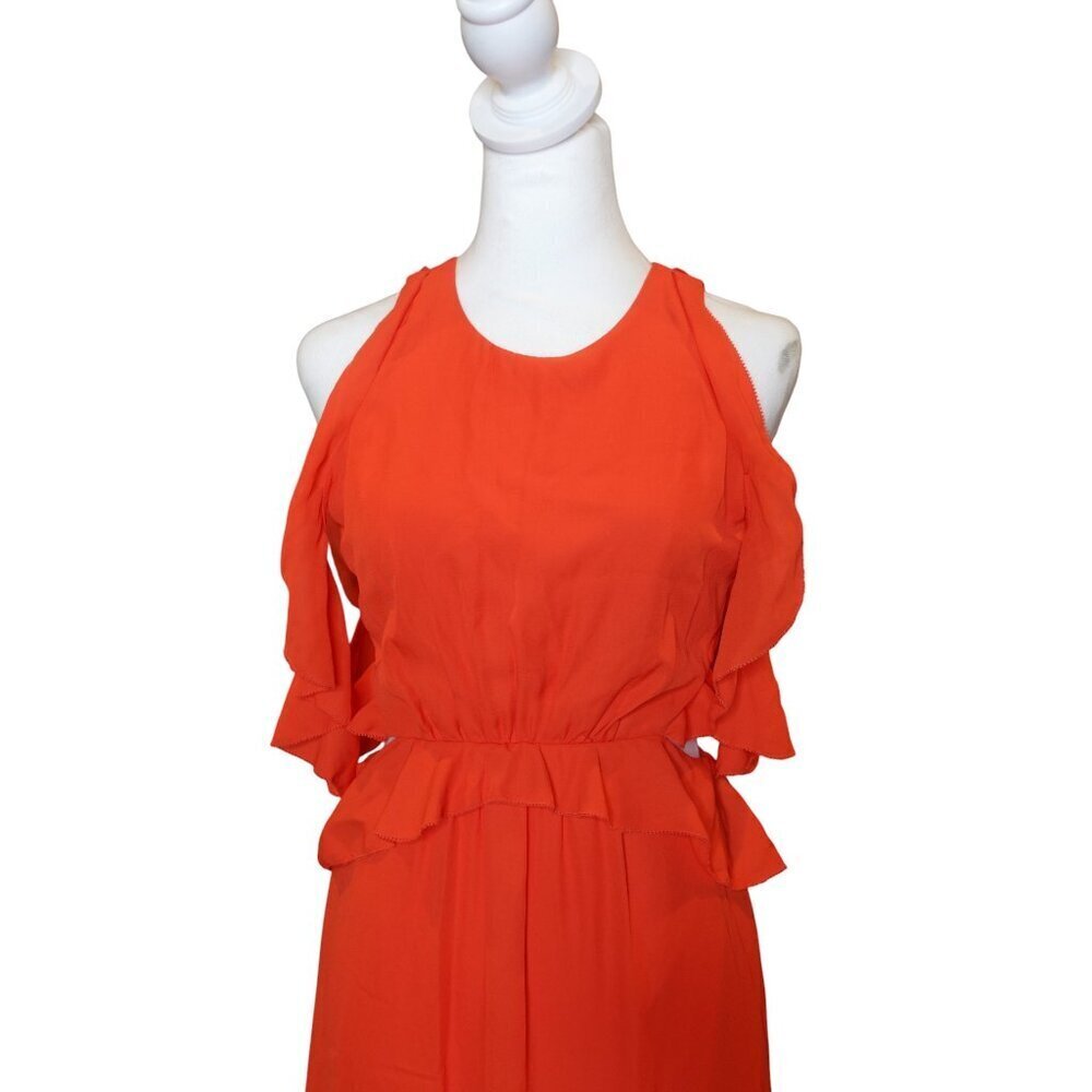Maison Jules Women's Ruffled cold shoulder casual dress red women's size XS - Picture 3 of 11